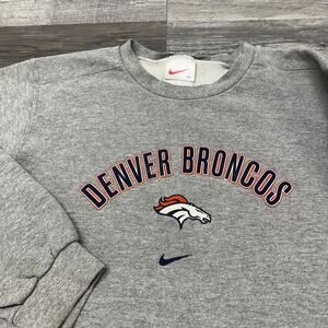 Vintage 90s Nike‎ Denver Broncos Gray Womens XL Center Swoosh Fleece Sweatshirt